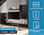 FURNIX Ensemble meubles Sarai sans LED Noir - Marron - Noir brillant - Imitation chêne