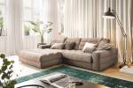 Ecksofa LANA Sofa Cord Recamiere Taupe - Ecke davorstehend links