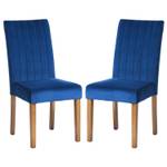 Lot de 2 chaises velours bleu Bleu - Textile - 61 x 102 x 46 cm