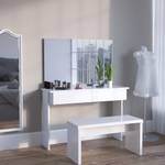 Coiffeuse Azur blanc brillant & miroir Blanc - Bois manufacturé - 120 x 83 x 40 cm