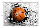 Fototapete BASKETBALL Rissige Wand 3D 368 x 254 x 254 cm