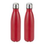 Gourde inox bouteille eau rouge lot de 2 Noir - Rouge - Argenté