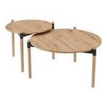 Table basse Kristinestad double plateau Beige - Bois massif - 50 x 42 x 50 cm