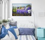 Acrylbild handgemalt Lavendelzeit Grün - Violett - Massivholz - Textil - 90 x 60 x 4 cm