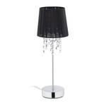 Lampe de chevet organza cristal Noir - Argenté - Métal - Matière plastique - Textile - 15 x 41 x 15 cm