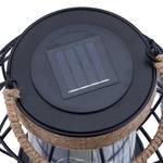 Lampe solaire avec anse LED Noir - Marron - Métal - Textile - 20 x 20 x 20 cm