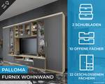 Wohnwand PALLOMA mit LED Graphit - Eiche Sonoma Dekor