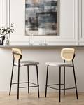 Tabouret de bar MAYETTA Beige - Noir - Bleu - Blanc - Textile - 45 x 90 x 43 cm