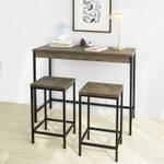 Table + 2 x Tabourets OGT30-N Marron - Bois manufacturé - 121 x 97 x 46 cm