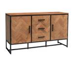 Sideboard Teaked Schwarz - Massivholz - 145 x 85 x 45 cm