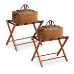 Lot de 2 porte-valises pliables Noir - Marron - Bois manufacturé - Matière plastique - 66 x 54 x 48 cm