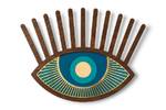 Masque decoratif mural Eye #7 Bleu - Doré - Bois manufacturé - Matière plastique - 34 x 34 x 1 cm