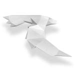 Harz-Skulptur Origami-Vogel Weiß