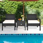 Gartenmöbel-Set Polyrattan (3er Set) Schwarz - Rattan