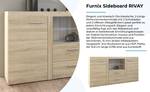 FURNIX Sideboard RIVAY 2F2S Sonoma Eiche Hell Dekor - Eiche Sonoma Dekor - Grau