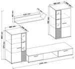 SARAI Wohnwand 240 Weiß-Artisan ohne LED Hellbraun - Plankeneiche Dekor - Weiß