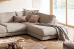 Sofa MADELINE Wohnlandschaft Cord Taupe - Armlehne davorstehend rechts - Longchair davorstehend links