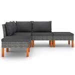 Garten-Sofa-Set (5-teilig) 3009634-2 Grau - Metall - Polyrattan - Holzart/Dekor - 61 x 67 x 65 cm