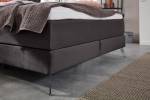 Boxspringbett SINDAR Bett Stoff Anthrazit - Silber - Breite: 202 cm - Silber