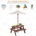 Kinder Sitzgruppe mit Sonnenschirm Braun - Holzwerkstoff - 79 x 50 x 89 cm