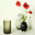 Vase Ripple Grau - Glas - 15 x 30 x 15 cm