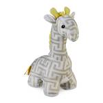Butoir de porte girafe motif géométrique Beige - Blanc - Jaune - Fibres naturelles - Matière plastique - Textile - 15 x 35 x 25 cm