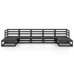 Garten-Lounge-Set (7-teilig) 3009736-1 Schwarz - Massivholz - Holzart/Dekor - 70 x 30 x 70 cm