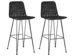 Barhocker CASSITA 2er Set Schwarz - Rattan - 43 x 103 x 47 cm