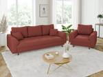 Sofa Neo 3-Sitzer Cord-Stoff Rubinrot