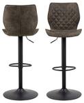 Tabouret de bar Naomi lot de 2 Microfibre / Fer - Anthracite / Noir