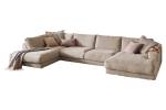 Sofa MADELINE Wohnlandschaft Cord Taupe - Armlehne davorstehend links - Longchair davorstehend rechts