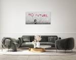 Tableau peint Banksy's No Future Rouge - Bois massif - Textile - 120 x 60 x 4 cm