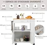 Desserte de Cuisine WO77513ITFR Blanc - Bois manufacturé - 50 x 90 x 82 cm