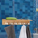 Porte-serviettes en bambou 6 crochets Marron - Blanc - Bambou - 50 x 9 x 10 cm