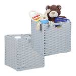 2x corbeilles de rangement plastique Gris