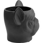 Cache-pot bouledogue noir Noir - Verre - 33 x 38 x 35 cm