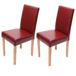 chaise capitonnée Littau (lot de 2) Rouge - Marron