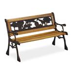 Banc jardin enfants avec motifs animaux Noir - Marron - Bois manufacturé - Métal - Matière plastique - 83 x 51 x 37 cm