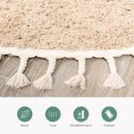 Teppich Hochflor R Lofty Fringe Beige - 100 x 100 cm