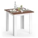 Table à manger Karlos 80cm Noyer/blanc Imitation noyer - Blanc