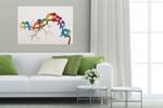 Acrylbild handgemalt Farbengezwitscher Massivholz - Textil - 100 x 70 x 4 cm
