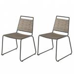 Lot de 2 chaises de jardin teck Gris - Bois massif - Bois/Imitation - 63 x 81 x 55 cm
