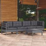 5-tlg. Garten-Lounge-Set mit Kissen Grau