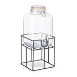 Getränkespender Set mit Gläsern Schwarz - Silber - Glas - Metall - Kunststoff - 17 x 38 x 21 cm