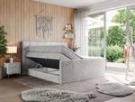 Boxspringbett KING VELEN Silber / Grau - Silbergrau - Breite: 220 cm - H3 - Textil