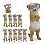 10 x Gartenfigur Erdmännchen Solar Beige - Weiß - Kunststoff - Stein - 8 x 21 x 10 cm