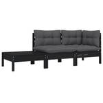 Salon de jardin (lot de 3) 3012138-7 Noir