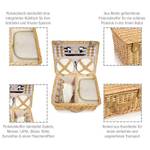 25-tlg. Picknickkorb Fehmarn Beige - Naturfaser - 36 x 21 x 46 cm