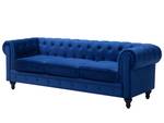 Canapé 3 places CHESTERFIELD Noir - Bleu - Bleu marine - 201 x 70 x 75 cm