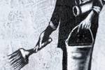 Tableau peint Banksy's Optimist Noir - Rouge - Blanc - Bois massif - Textile - 120 x 60 x 4 cm